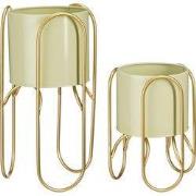 Mica Decorations Donau Bloempot op Standaard - Set van 2 - Metaal - H4...