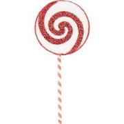 Christmas Decoration - Lolly Pop - Foam - White/Red - 15x35cm