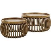 Salontafel Set van 2 Naturel - Mangohout - Ø80/Ø60cm
