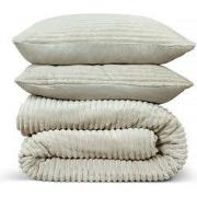 DoubleDry Dekbedovertrek Rib Flanel - Tweepersoons 200x220 cm + 2 Kuss...