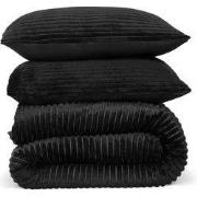 DoubleDry Dekbedovertrek Rib Flanel - Eenpersoons 140x220 cm + 1 Kusse...