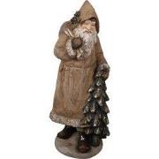 Clayre & Eef Decoratie Beeld Kerstman 38x30x90 cm Beige Keramisch mate...