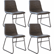 Set van 4 Industriële Eetkamerstoelen Mark Antraciet Kunstleer - Zonde...