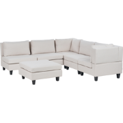 UNSTAD - 5-zitsbank met ottomaan - Lichtbeige - Links -  Polyester