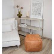 Poufs&Pillows vierkante leren poef - handgemaakt en uniek - naturel br...