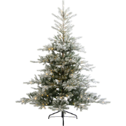 Grandis Fir kunstkerstboom groen besneeuwd met verlichting H180 cm D98...