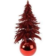 Bauble boom snowy l12b12h20 cm rood kerst