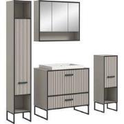 Furnilux Badkamer 4 Delen incl. Wastafel Lichtgrijs, Crèmekleurig