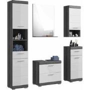 Scout badkamercombinatie, wit hoogglans / rookzilver, 5-delig