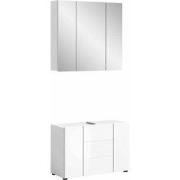 Badkamercombinatie Vira m. 3-deurs spiegelkast wit hoogglans 82 cm 2-d...