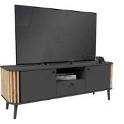 Pure TV-meubel 2 deuren, 1 lade, 1 plank grijs, eik decor