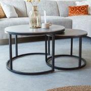 Salontafel set van 2 Trevor marmer wit rond