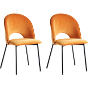 COVELO - Eetkamerstoel set van 2 - Oranje - Fluweel
