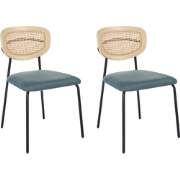 MAYETTA - Eetkamerstoel set van 2 - Blauwgroen - Polyester
