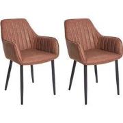 WELLSTON - Eetkamerstoel set van 2 - Bruin - Kunstleer