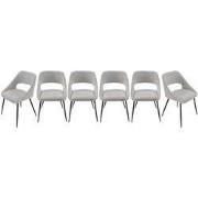 Set van 6 stoelen in stof met metalen onderstel L51 cm - ELODIE