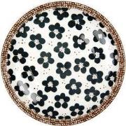 Clayre & Eef Ontbijtbord Ø 21x3 cm Wit Zwart Keramiek