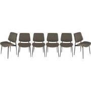 Set van 6 stoelen in taupe gewatteerde stof H82,5 cm - GISELLE