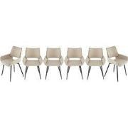 Set van 6 stoelen in beige stof H81 cm - HORTENSE
