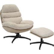 Draaifauteuil Beige - Inclusief Voetenbank - Fauteuil Liane