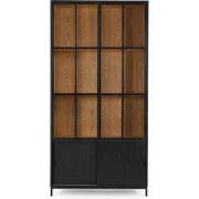 Twee-deurs vitrine in massief zwart eiken - YALTA