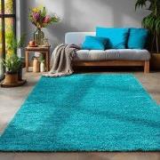 Tapijtenloods Basic Shaggy vloerkleed Turquoise Hoogpolig- 140x200 CM