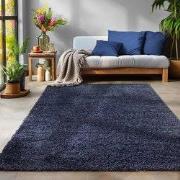 Tapijtenloods Basic Shaggy vloerkleed Donker Blauw Hoogpolig- 100x200 ...