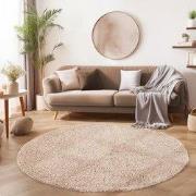 Tapijtenloods Basic Rond Shaggy vloerkleed Beige Hoogpolig- 80 CM ROND