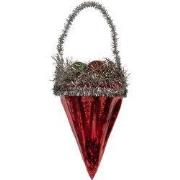 Clayre & Eef Kersthanger 6x6x10 cm Rood Glas