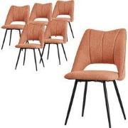 Eetkamerstoel set van 6 oranje gestoffeerd incl. montagemateriaal Gest...