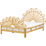 FLORENTINE - Tweepersoonsbed - Lichtbruin - 140 x 200 cm - Rotan
