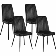 KIRBY - Eetkamerstoel set van 4 - Zwart - Fluweel