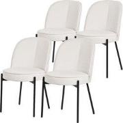 Eetkamerstoelen set van 4 beige met rugleuning, gestoffeerde stoelen v...