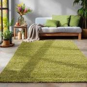 Tapijtenloods Basic Shaggy vloerkleed Groen Hoogpolig- 80x150 CM
