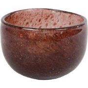 Theelichthouder bruin glas l9b9h7 cm