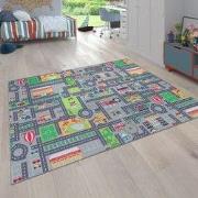 Kindervloerkleed - Binola - Stad - Grijs - 140x200 cm