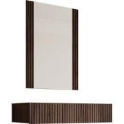 Meubella - Kaptafel Tartagal - Donkerbruin eiken - 80 cm - Met spiegel