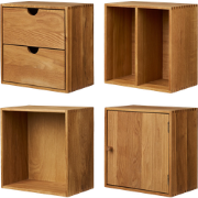 Abigail wandkasten naturel eiken - set van 4