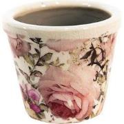 Clayre & Eef Bloempot Ø 8x7 cm Roze Keramiek Bloemen