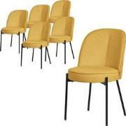Eetkamerstoelen set van 6 mosterd met rugleuning, gestoffeerde stoelen...