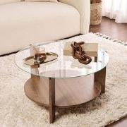 Ronde salontafel Cairo walnoot melamine transparant glas Ø75 cm