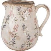 Clayre & Eef Decoratie Kan 21x16x20 cm Beige Roze Keramiek Bloemen