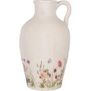 Clayre & Eef Decoratie Kan Ø 30x50 cm Beige Roze Keramiek Bloemen