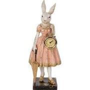 Clayre & Eef Decoratie Beeld Konijn 34 cm Wit Roze Kunststof