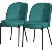 Eetkamerstoelen set van 2 petrol met rugleuning, gestoffeerde stoelen ...