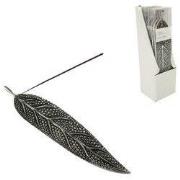 Premium Collection wierookhouder metalen blad zilverkleurig 27,5 cm