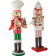 BODSJON - Decoratie figuur set van 2 - Rood/Wit - Dennenhout