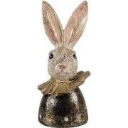 Clayre & Eef Beeld Konijn 23 cm Wit Goudkleurig Polyresin