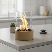 Table Burner - Round - Metal/Glass - Taupe - 18x18x26,5cm