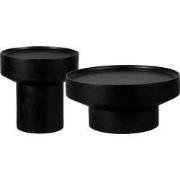 Lewis & Loft Salontafel Luus - Mangohout - Rond - Zwart - Set van 2